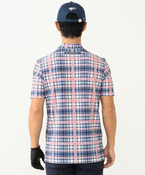 BEAMS GOLF PURPLE LABEL / プラスリッチ チェックプリント モックネックシャツ