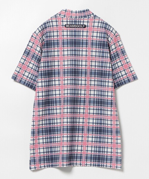 BEAMS GOLF PURPLE LABEL / プラスリッチ チェックプリント モックネックシャツ
