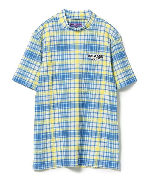 BEAMS GOLF PURPLE LABEL / プラスリッチ チェックプリント モックネックシャツ