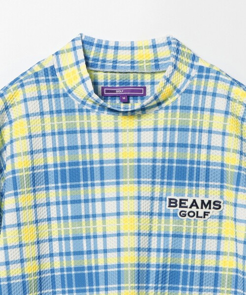 BEAMS GOLF PURPLE LABEL / プラスリッチ チェックプリント モックネックシャツ
