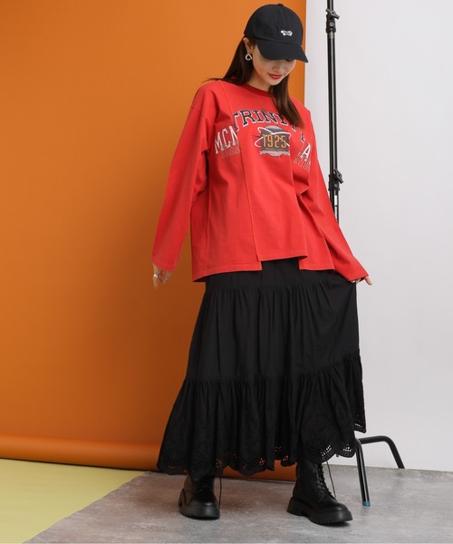 SIGNAL SPORTS（シグナルスポーツ）の「SIGNAL SPORTS/リメイク風切替BIGプリントロンＴ（Tシャツ/カットソー・レディース・レッド/ホワイト/ブラック・FREE）」の18枚目の写真