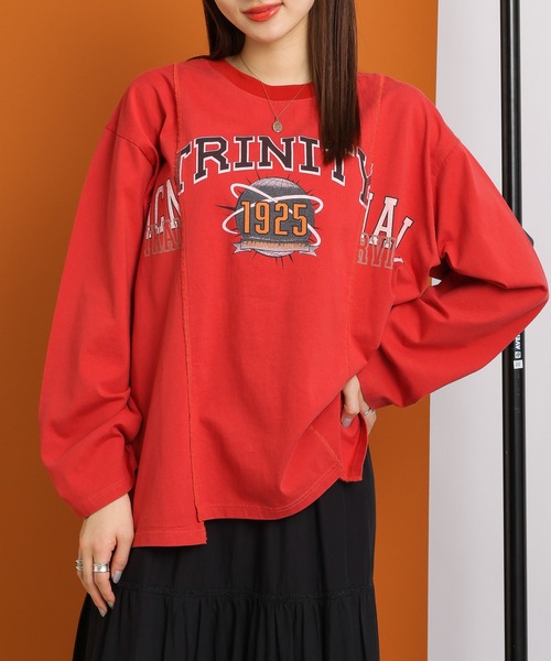 SIGNAL SPORTS（シグナルスポーツ）の「SIGNAL SPORTS/リメイク風切替BIGプリントロンＴ（Tシャツ/カットソー・レディース・レッド/ホワイト/ブラック・FREE）」の22枚目の写真