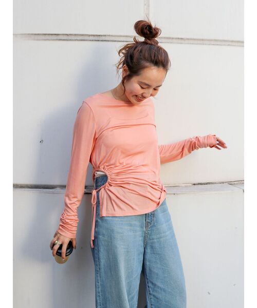 Ungrid(アングリッド)の「サイドオープンロングスリーブTee(Tシャツ/カットソー・レディース・オレンジ/オフホワイト/ブラック・FREE)」の19枚目の写真