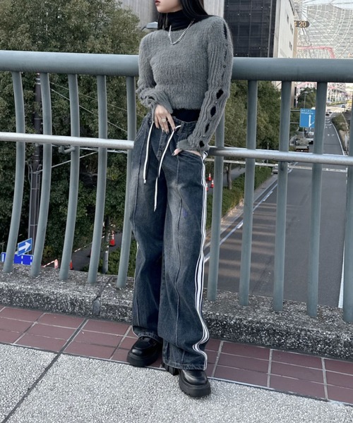 LVEU.(ラブユ.)の「【LVEU.】サイドラインデニムパンツ / ボトムス デニム パンツ ワイド ルーズ ヴィンテージ 色落ち ウォッシュ ライン サイドライン ブルー インディゴ(デニムパンツ・レディース・ブルー・FREE)」の14枚目の写真