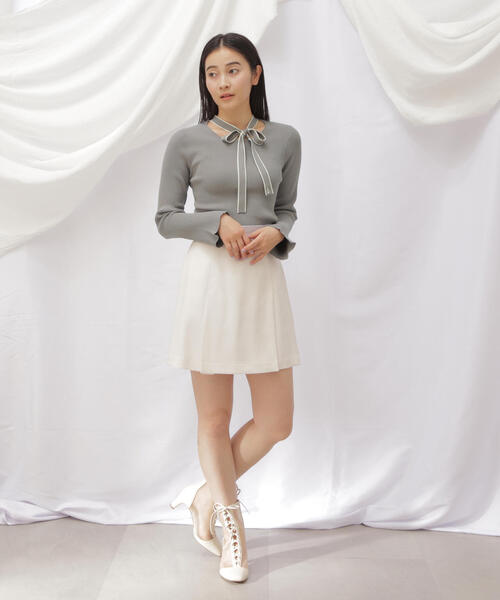 JILL by JILL STUART(ジルバイジルスチュアート)の「◇ロゴツキハイショクボウタイリブニット(ニット/セーター・レディース・グレー/ホワイト系その他・FREE)」の5枚目の写真