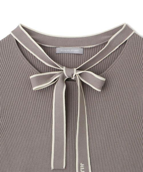 JILL by JILL STUART(ジルバイジルスチュアート)の「◇ロゴツキハイショクボウタイリブニット(ニット/セーター・レディース・グレー/ホワイト系その他・FREE)」の10枚目の写真