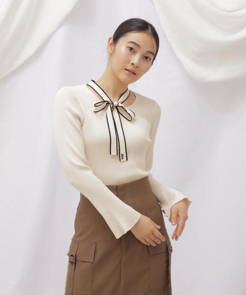 セール】◇ロゴツキハイショクボウタイリブニット（ニット/セーター