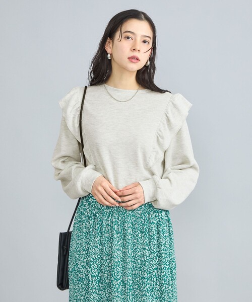 coen(コーエン)の「ハニカムフリルロングスリーブTシャツ(Tシャツ/カットソー・レディース・ナチュラル/その他1/ブラック/その他2・L/M)」の2枚目の写真
