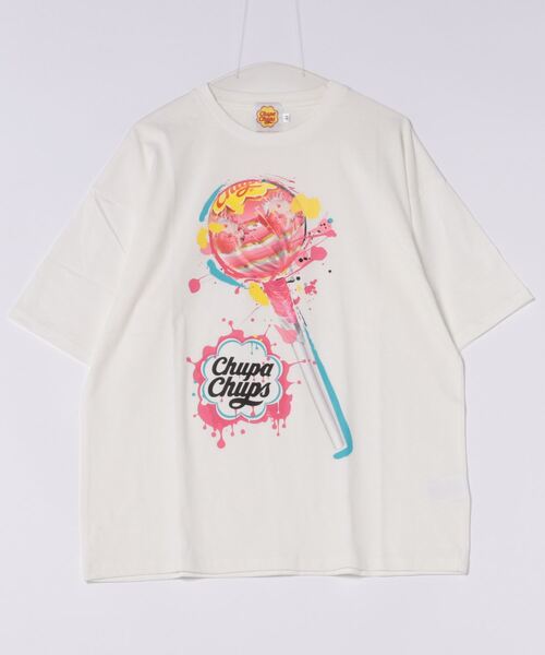 JUGLANS(ユグランス)の「【RINGS】Chupa Chups/ビッグプリントTEE/ロゴTシャツ/チュッパチャプス(Tシャツ/カットソー・メンズ・ホワイト/グリーン/ブラック・L/M)」の1枚目の写真