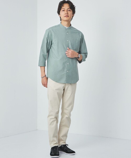 green label relaxing（グリーンレーベルリラクシング）の「イージーリネン バンドカラー 7分袖 シャツ（シャツ/ブラウス・メンズ・ケリー/グレー/ダークグリーン・S/M/L/XL/XXL）」の4枚目の写真