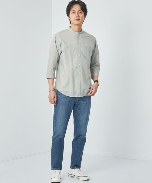 green label relaxing（グリーンレーベルリラクシング）の「イージーリネン バンドカラー 7分袖 シャツ（シャツ/ブラウス・メンズ・ケリー/グレー/ダークグリーン・S/M/L/XL/XXL）」の5枚目の写真