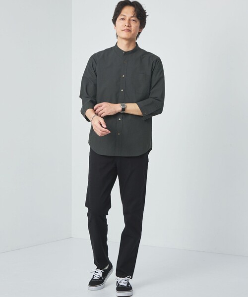 green label relaxing（グリーンレーベルリラクシング）の「イージーリネン バンドカラー 7分袖 シャツ（シャツ/ブラウス・メンズ・ケリー/グレー/ダークグリーン・S/M/L/XL/XXL）」の6枚目の写真