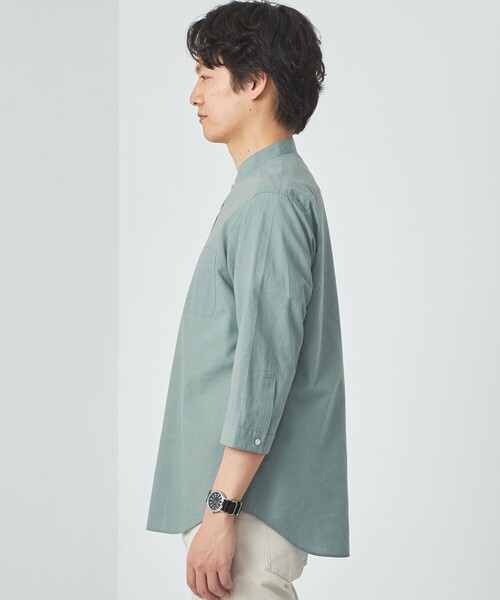 green label relaxing（グリーンレーベルリラクシング）の「イージーリネン バンドカラー 7分袖 シャツ（シャツ/ブラウス・メンズ・ケリー/グレー/ダークグリーン・S/M/L/XL/XXL）」の8枚目の写真