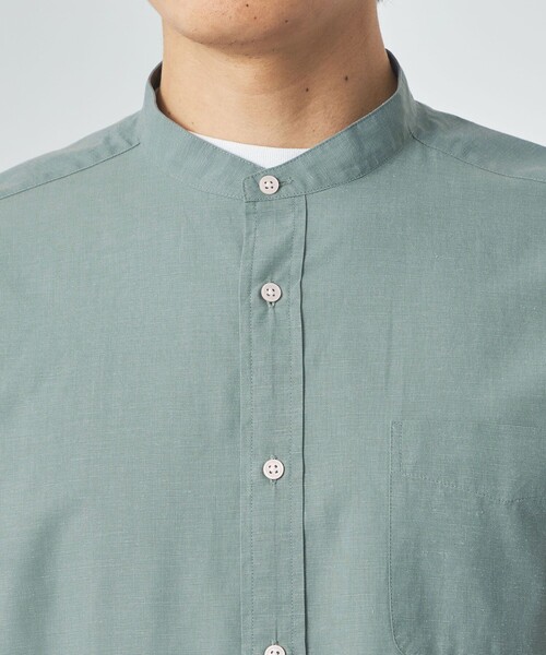 green label relaxing（グリーンレーベルリラクシング）の「イージーリネン バンドカラー 7分袖 シャツ（シャツ/ブラウス・メンズ・ケリー/グレー/ダークグリーン・S/M/L/XL/XXL）」の10枚目の写真