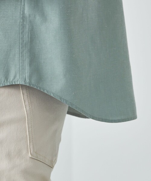 green label relaxing（グリーンレーベルリラクシング）の「イージーリネン バンドカラー 7分袖 シャツ（シャツ/ブラウス・メンズ・ケリー/グレー/ダークグリーン・S/M/L/XL/XXL）」の12枚目の写真