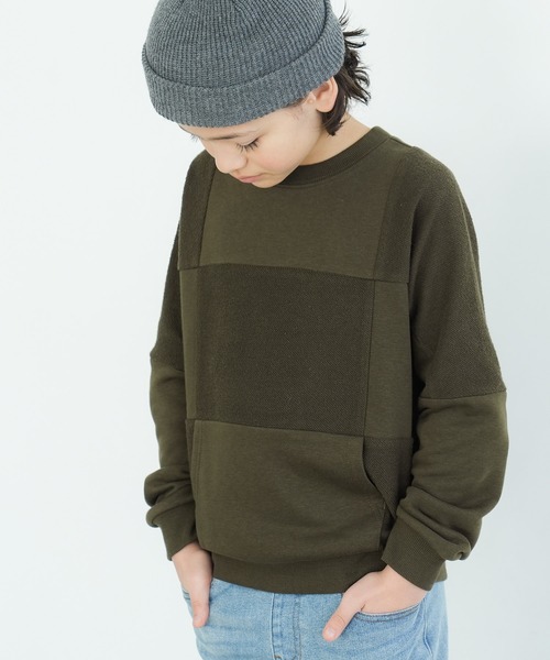 coca(coca)(コカ)の「【WEB限定セール】キッズ ブロックチェックスウェット(スウェット・キッズ・アイボリー/カーキ・110/140/130/120)」の2枚目の写真