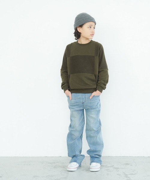 coca(coca)(コカ)の「【WEB限定セール】キッズ ブロックチェックスウェット(スウェット・キッズ・アイボリー/カーキ・110/140/130/120)」の10枚目の写真