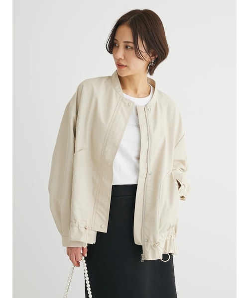 Green Parks(グリーンパークス)の「撥水加工 裾ドロストブルゾン(ブルゾン・レディース・ブラック/ライトベージュ/カーキ・FREE)」の5枚目の写真