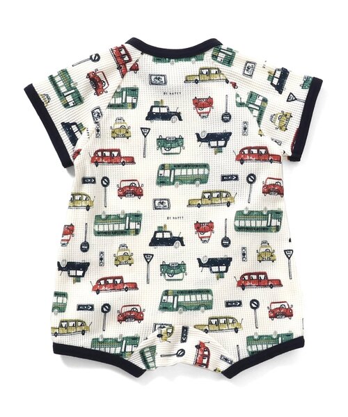 Ampersand(アンパサンド)の「総柄ロンパス(ロンパース・キッズ・オフホワイト/サックスブルー・60/70/80)」の3枚目の写真