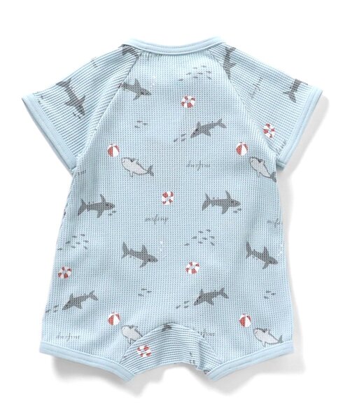 Ampersand(アンパサンド)の「総柄ロンパス(ロンパース・キッズ・オフホワイト/サックスブルー・60/70/80)」の4枚目の写真