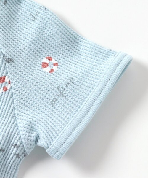 Ampersand(アンパサンド)の「総柄ロンパス(ロンパース・キッズ・オフホワイト/サックスブルー・60/70/80)」の6枚目の写真