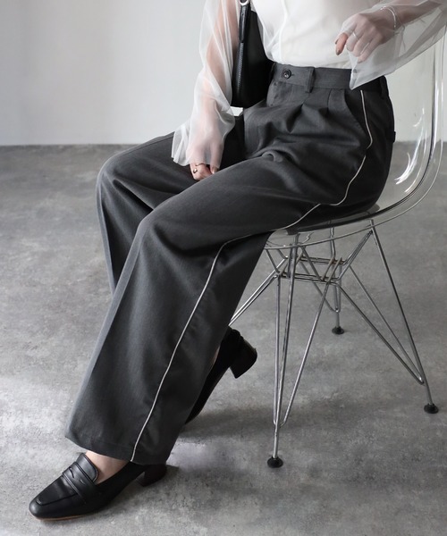 Riberry（リベリー）の「サイドラインスラックスパンツ（スラックス・レディース・チャコールグレー/ブラック/ネイビー・FREE）」の2枚目の写真