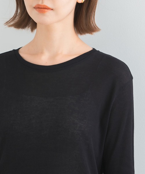 URBAN RESEARCH ROSSO WOMEN(アーバンリサーチ ロッソ)の「シアーテレコカットソー(Tシャツ/カットソー・レディース・ネイビー/オフホワイト/オレンジ・FREE)」の17枚目の写真