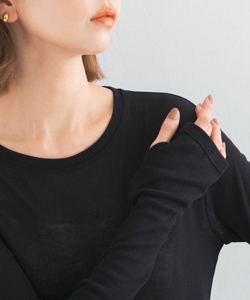 URBAN RESEARCH ROSSO WOMEN(アーバンリサーチ ロッソ)の「シアーテレコカットソー(Tシャツ/カットソー・レディース・ネイビー/オフホワイト/オレンジ・FREE)」の16枚目の写真