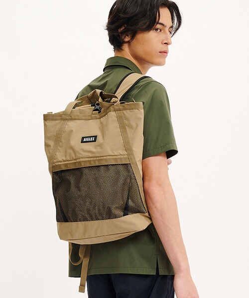 AIGLE(エーグル)の「パッカブル 2wayバックパック(バックパック/リュック・レディース・ブラック/ベージュ/グリーン・FREE)」の2枚目の写真