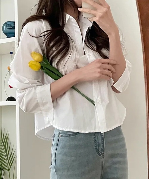 HALEY PESCA(ヘーリーペスカ)の「HALEY PESCA/クロップドカラーシャツ(シャツ/ブラウス・レディース・ネイビー/イエロー/グリーン/ホワイト/ブルー・MEDIUM/LARGE/SMALL)」の18枚目の写真