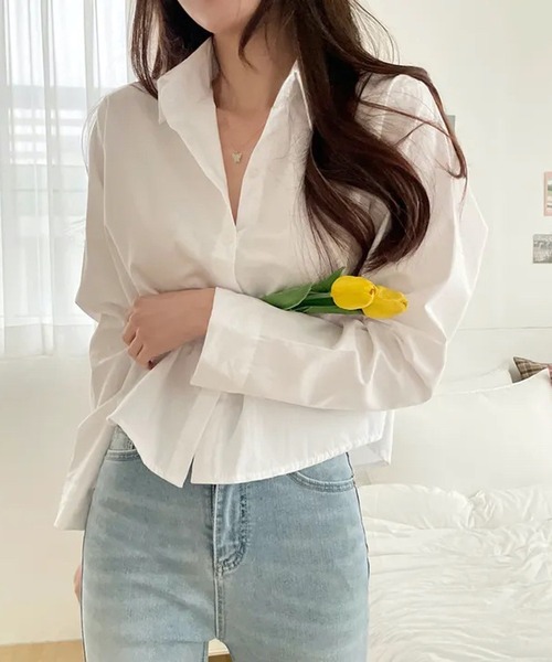 HALEY PESCA(ヘーリーペスカ)の「HALEY PESCA/クロップドカラーシャツ(シャツ/ブラウス・レディース・ネイビー/イエロー/グリーン/ホワイト/ブルー・MEDIUM/LARGE/SMALL)」の22枚目の写真
