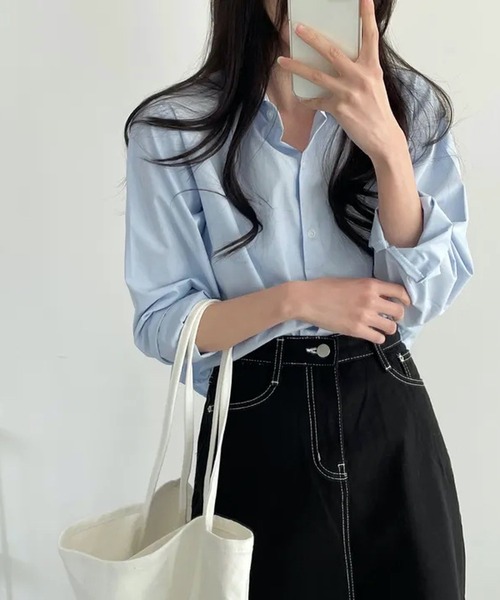 HALEY PESCA(ヘーリーペスカ)の「HALEY PESCA/クロップドカラーシャツ(シャツ/ブラウス・レディース・ネイビー/イエロー/グリーン/ホワイト/ブルー・MEDIUM/LARGE/SMALL)」の7枚目の写真