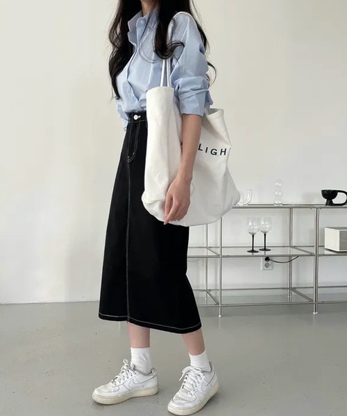 HALEY PESCA(ヘーリーペスカ)の「HALEY PESCA/クロップドカラーシャツ(シャツ/ブラウス・レディース・ネイビー/イエロー/グリーン/ホワイト/ブルー・MEDIUM/LARGE/SMALL)」の9枚目の写真