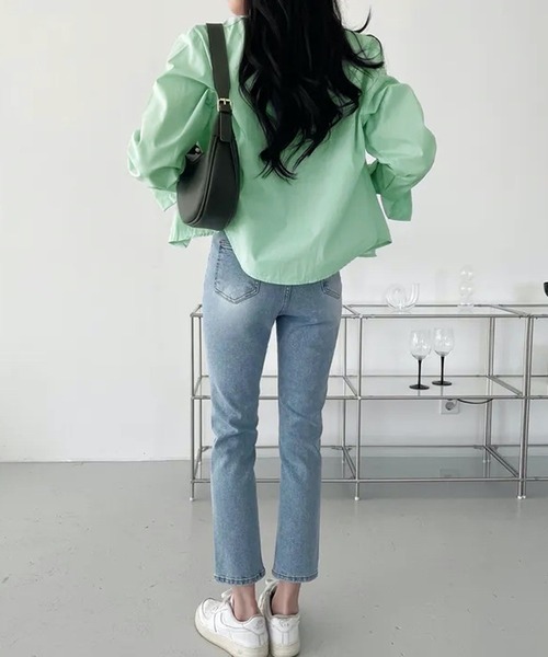 HALEY PESCA(ヘーリーペスカ)の「HALEY PESCA/クロップドカラーシャツ(シャツ/ブラウス・レディース・ネイビー/イエロー/グリーン/ホワイト/ブルー・MEDIUM/LARGE/SMALL)」の13枚目の写真