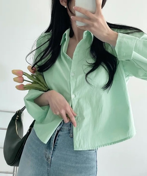 HALEY PESCA(ヘーリーペスカ)の「HALEY PESCA/クロップドカラーシャツ(シャツ/ブラウス・レディース・ネイビー/イエロー/グリーン/ホワイト/ブルー・MEDIUM/LARGE/SMALL)」の15枚目の写真