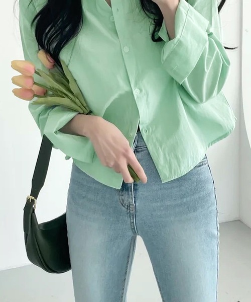 HALEY PESCA(ヘーリーペスカ)の「HALEY PESCA/クロップドカラーシャツ(シャツ/ブラウス・レディース・ネイビー/イエロー/グリーン/ホワイト/ブルー・MEDIUM/LARGE/SMALL)」の16枚目の写真