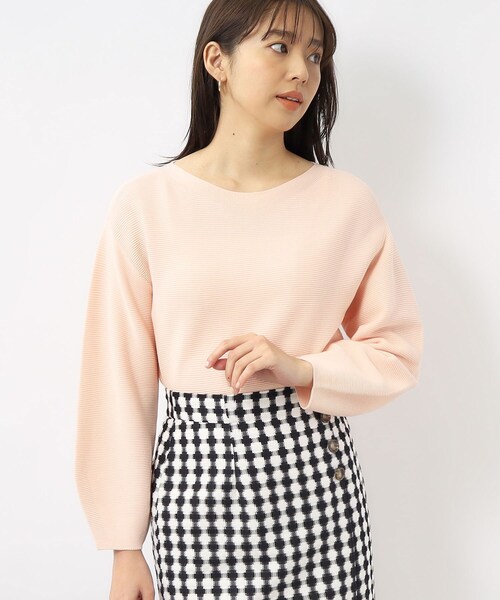 index（インデックス）の「◆≪XS-LLsize≫ 5color ボートネックニット/オーガニックコットン【UV/洗濯機洗い可】（ニット/セーター・レディース・オレンジ系/ライトイエロー系/ホワイト系3/ナチュラル/ネイビー・40/34/36/42/38）」の5枚目の写真