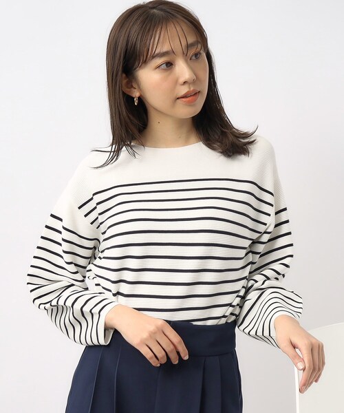 index（インデックス）の「◆≪XS-LLsize≫ 5color ボートネックニット/オーガニックコットン【UV/洗濯機洗い可】（ニット/セーター・レディース・オレンジ系/ライトイエロー系/ホワイト系3/ナチュラル/ネイビー・40/34/36/42/38）」の11枚目の写真