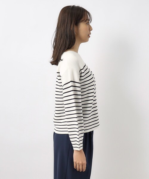 index（インデックス）の「◆≪XS-LLsize≫ 5color ボートネックニット/オーガニックコットン【UV/洗濯機洗い可】（ニット/セーター・レディース・オレンジ系/ライトイエロー系/ホワイト系3/ナチュラル/ネイビー・40/34/36/42/38）」の6枚目の写真