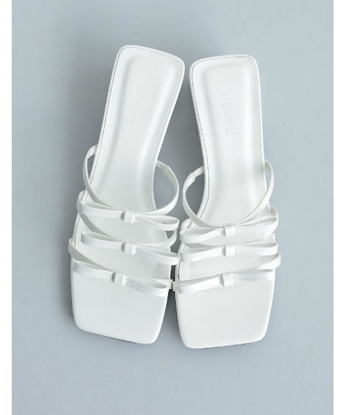 Re:EDIT（リエディ）の「[2024SS COLLECTION][大きいサイズ有]スクエアトゥリボンベルトサンダル（サンダル・レディース・シルバー/ブラック/ホワイト・SMALL/MEDIUM/LARGE/X-LARGE）」の2枚目の写真