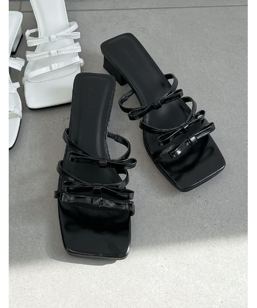 Re:EDIT（リエディ）の「[2024SS COLLECTION][大きいサイズ有]スクエアトゥリボンベルトサンダル（サンダル・レディース・シルバー/ブラック/ホワイト・SMALL/MEDIUM/LARGE/X-LARGE）」の4枚目の写真