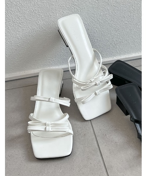 Re:EDIT（リエディ）の「[2024SS COLLECTION][大きいサイズ有]スクエアトゥリボンベルトサンダル（サンダル・レディース・シルバー/ブラック/ホワイト・SMALL/MEDIUM/LARGE/X-LARGE）」の7枚目の写真