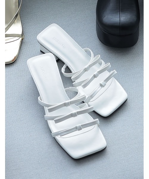Re:EDIT（リエディ）の「[2024SS COLLECTION][大きいサイズ有]スクエアトゥリボンベルトサンダル（サンダル・レディース・シルバー/ブラック/ホワイト・SMALL/MEDIUM/LARGE/X-LARGE）」の8枚目の写真