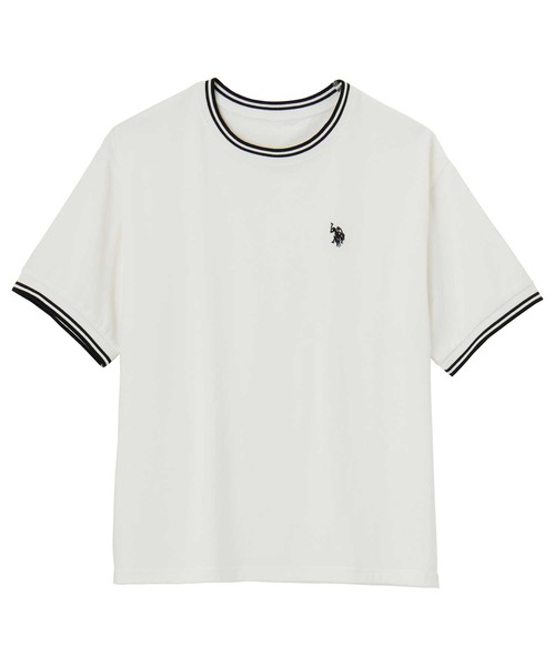 U.S. POLO ASSN.(ユーエスポロアッスン)の「GeeRA別注【U.S. POLO ASSN.】ワンポイント刺繍オーバーサイズライン配色Tシャツ(Tシャツ/カットソー・レディース・モカ/オフホワイト/ブラック/その他/オートミール/ネイビー・LARGE/X-LARGE/MEDIUM)」の15枚目の写真