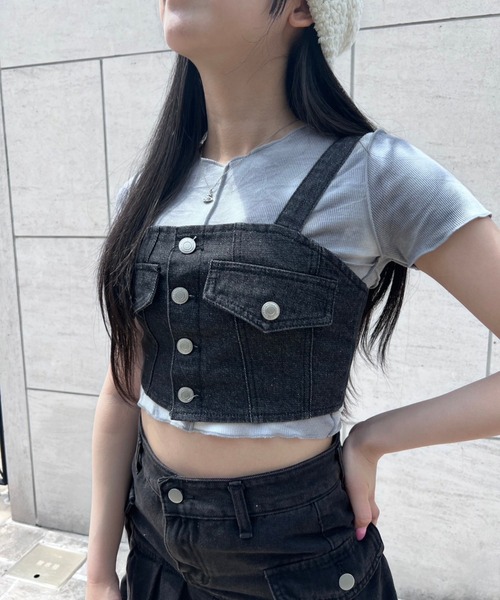 Figments（フィグメンツ）の「デニムビスチェ（ベスト・レディース・ブルー/ブラック・FREE）」の15枚目の写真