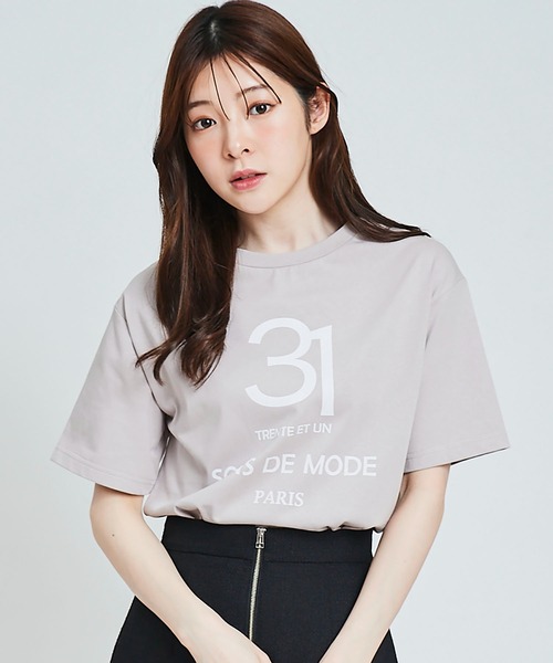 31 Sons de mode（トランテアン　ソン　ドゥ　モード）の「ナンバーロゴＴシャツ（Tシャツ/カットソー・レディース・グレー/オフホワイト/ネイビー・36）」の2枚目の写真