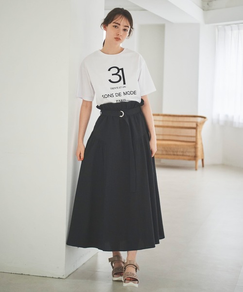 31 Sons de mode（トランテアン　ソン　ドゥ　モード）の「ナンバーロゴＴシャツ（Tシャツ/カットソー・レディース・グレー/オフホワイト/ネイビー・36）」の7枚目の写真