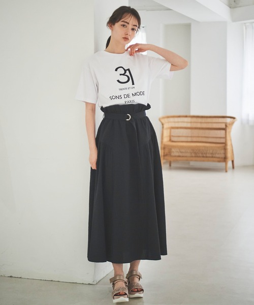 31 Sons de mode（トランテアン　ソン　ドゥ　モード）の「ナンバーロゴＴシャツ（Tシャツ/カットソー・レディース・グレー/オフホワイト/ネイビー・36）」の8枚目の写真