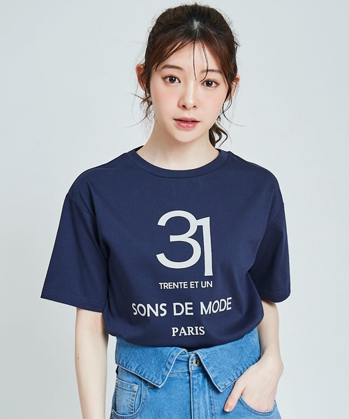 31 Sons de mode（トランテアン　ソン　ドゥ　モード）の「ナンバーロゴＴシャツ（Tシャツ/カットソー・レディース・グレー/オフホワイト/ネイビー・36）」の19枚目の写真