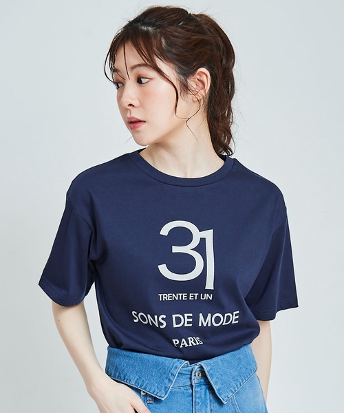31 Sons de mode（トランテアン　ソン　ドゥ　モード）の「ナンバーロゴＴシャツ（Tシャツ/カットソー・レディース・グレー/オフホワイト/ネイビー・36）」の21枚目の写真